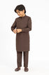 MTJ CHOCOLATE BROWN BLENDED KURTA PYJAMA