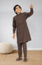 MTJ CHOCOLATE BROWN BLENDED KURTA PYJAMA