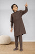 MTJ CHOCOLATE BROWN BLENDED KURTA PYJAMA