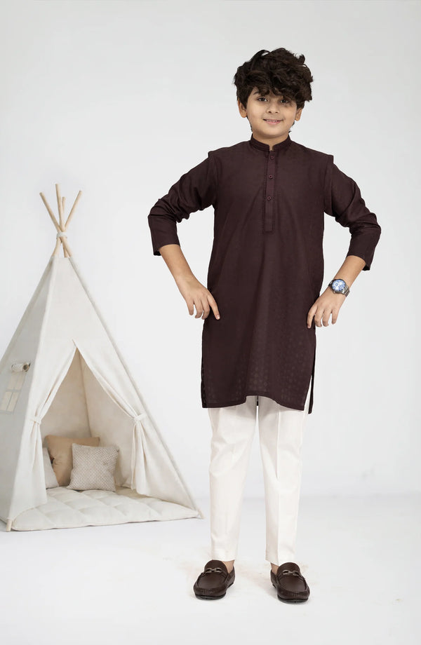 MTJ MAROON BLENDED EMBROIDERED KURTA
