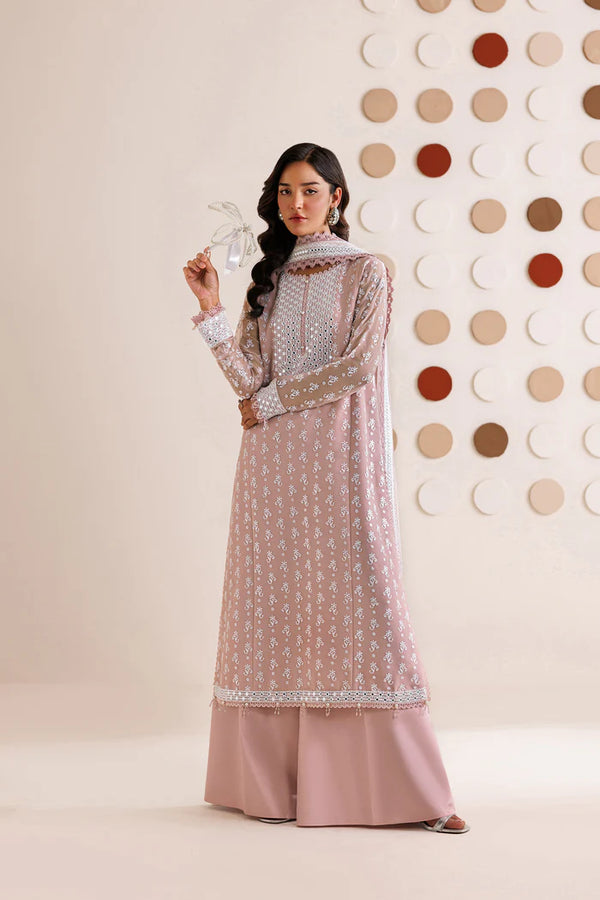 Farasha Embroidered Chiffon Suit Blush Sand
