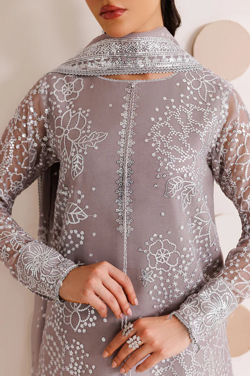 Farasha Embroidered Chiffon Suit Walnut Silk