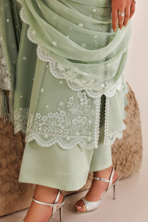 Farasha Embroidered Chiffon Suit Pastel Mint