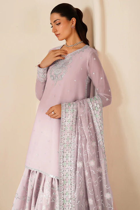 Farasha Embroidered Chiffon Suit Mauve Blush