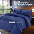 Bedding Set Brushed Microfiber Satin Stripes Easy Care Duvet Cover with Pillowcases - Navy Blue