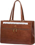LOVEVOOK Women’s Brown Laptop Tote Bag – Vintage PU Leather Work Handbag