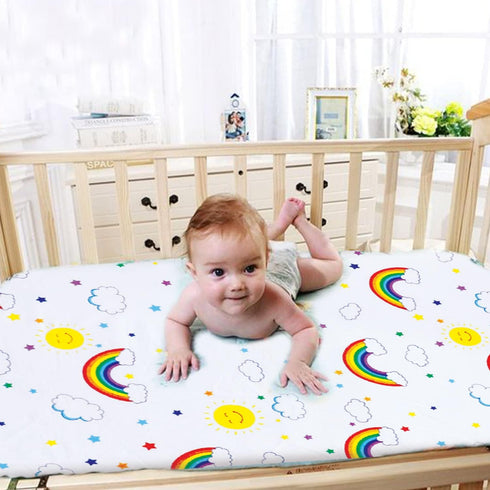Cot Bed Sheets Super Soft Breathable Polycotton Fitted Sheet - Rainbow