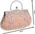 HONGCI Women’s Peach Rose Beaded Clutch Bag with Chain – Vintage Sequin Bridal and Evening Bag