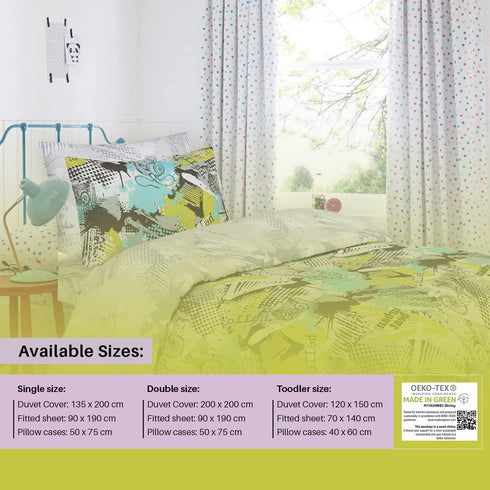 100% Cotton Kids Children's Bedding Set Reversible Duvet Cover with Pillowcase-Urban Beats