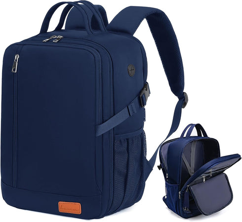 Blue Ryanair Cabin Bag 40x30x20 cm, Underseat Travel Backpack with Laptop Compartment, Wet Pocket and Bottle Holders