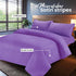 Bedding Set Brushed Microfiber Satin Stripes Easy Care Duvet Cover with Pillowcases - Purple