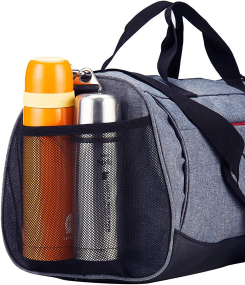 Gray 35L Gym Bag with Shoes Compartment and Wet Pocket