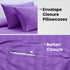 Bedding Set Brushed Microfiber Satin Stripes Easy Care Duvet Cover with Pillowcases - Purple