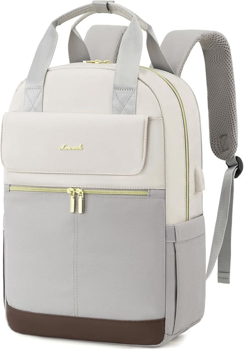 LOVEVOOK Women’s Light Grey 15.6-Inch Laptop Backpack – USB Port and Anti-Theft Pocket