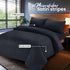 Bedding Set Brushed Microfiber Satin Stripes Easy Care Duvet Cover with Pillowcases - Black