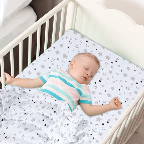 Cot Bed Sheets Super Soft Breathable Polycotton Fitted Sheet - Star