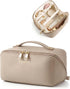 BAGSMART Large Travel Makeup Bag – Lay-Flat Cosmetic Case with Clear Brush Pocket