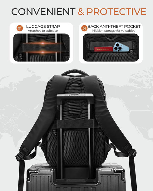 Yankony 40 × 30 × 20 cm Ryanair Cabin Dark Black Backpack – Underseat Travel Bag with Laptop Compartment