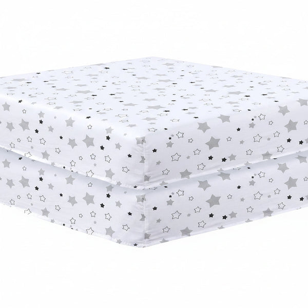 Cot Bed Sheets Super Soft Breathable Polycotton Fitted Sheet - Star