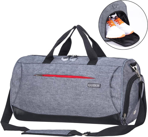 Gray 35L Gym Bag with Shoes Compartment and Wet Pocket
