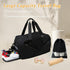 Black GLGHMH Large Gym Bag with Shoe Compartment & Wet Pocket – Lightweight Sports Travel Holdall with 2 Shoe Bags