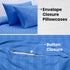 Bedding Set Brushed Microfiber Satin Stripes Easy Care Duvet Cover with Pillowcases - Mid Blue