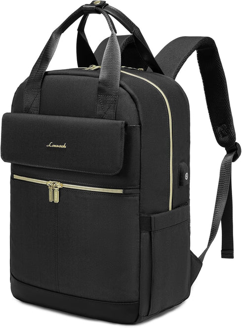 LOVEVOOK Women’s Black 15.6-Inch Laptop Backpack – USB Port and Anti-Theft Pocket