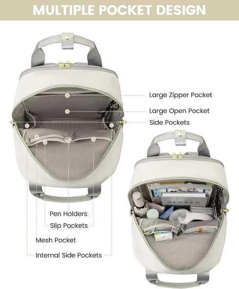 LOVEVOOK Women’s Light Grey 15.6-Inch Laptop Backpack – USB Port and Anti-Theft Pocket
