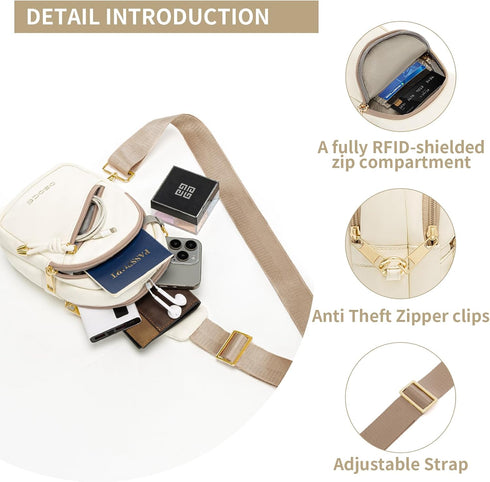 OSOCE Women’s RFID Anti-Theft Crossbody Sling Bag – Water-Resistant PU Shoulder and Chest Bag