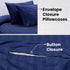 Bedding Set Brushed Microfiber Satin Stripes Easy Care Duvet Cover with Pillowcases - Navy Blue