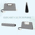 VASCHY Women’s Woven Straw Clutch Bag with Gold Cut-Out Handle and Removable Crossbody Strap