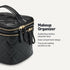 Essentials Women’s Quilted Makeup Bag with Brush Storage, Dual Compartments and Carry Handle