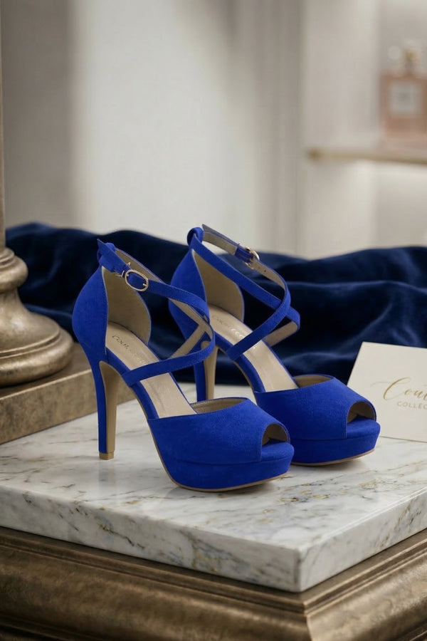 Blue Suede (Dark) Ankle Strap Heel BS27