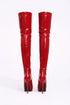 Women's Red Patent Thigh High Over The Knee Stiletto Boots Zip 14777
