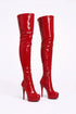 Women's Red Patent Thigh High Over The Knee Stiletto Boots Zip 14777