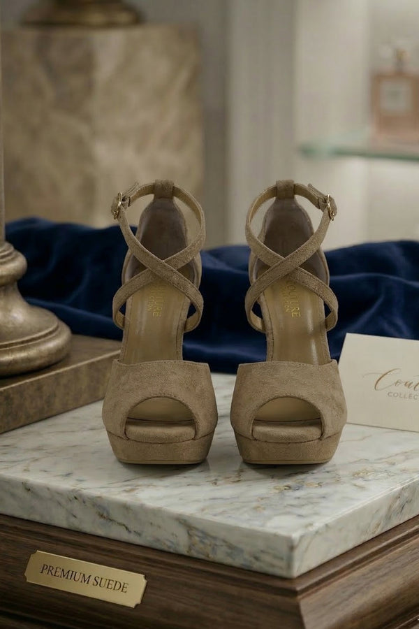 Nude Suede (Dark) Ankle Strap Heel BS27