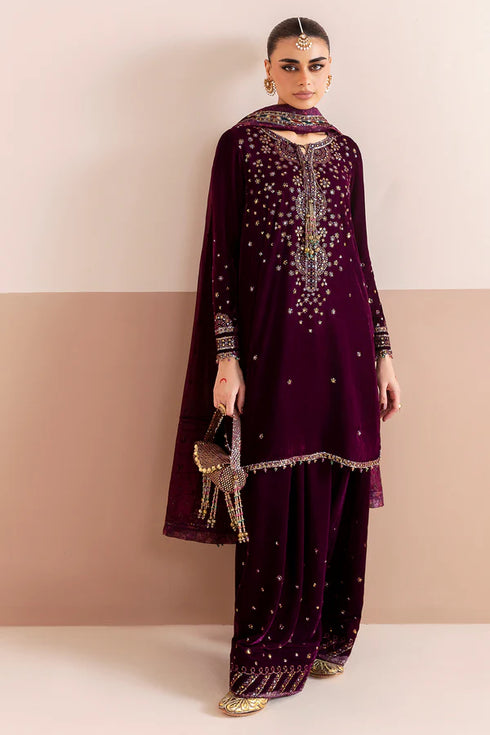 jazmin Embroidered Velvet Suit CVF D-05