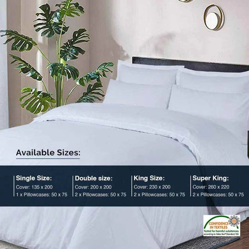 800 Thread 100% Egyptian Cotton Duvet Cover Set - White