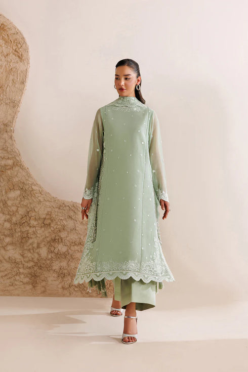 Farasha Embroidered Chiffon Suit Pastel Mint