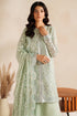 Farasha Embroidered Chiffon Suit Soft Fern