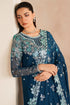 Farasha Embroidered Chiffon Suit Cobalt Haze