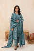 Farasha Digital Printed Khaddar 3 Piece Suit Cerulean