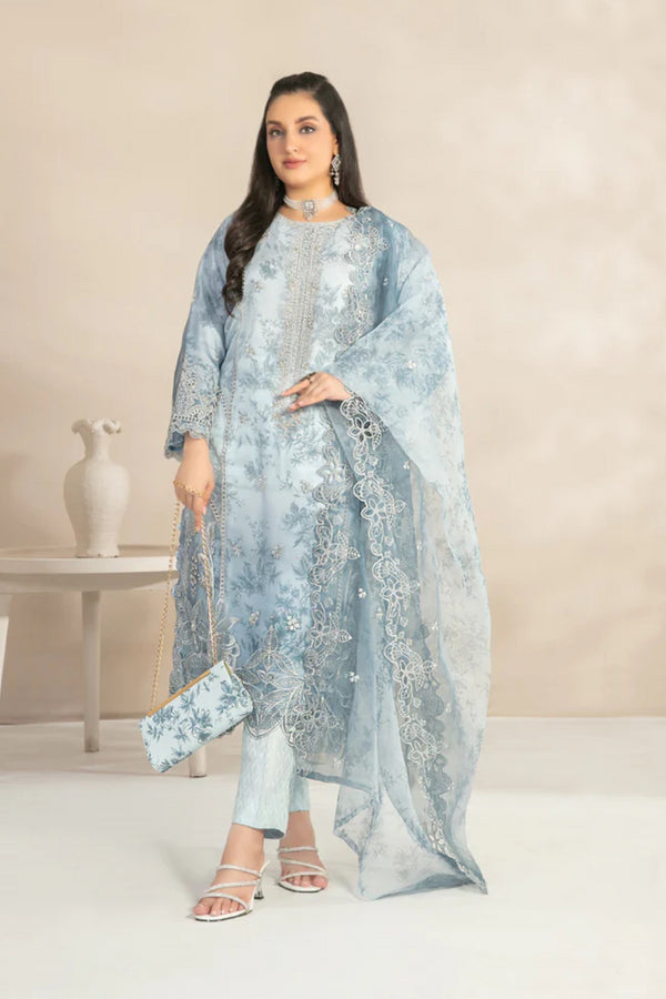 Tawakkal Embroidered Organza Suit D-3358
