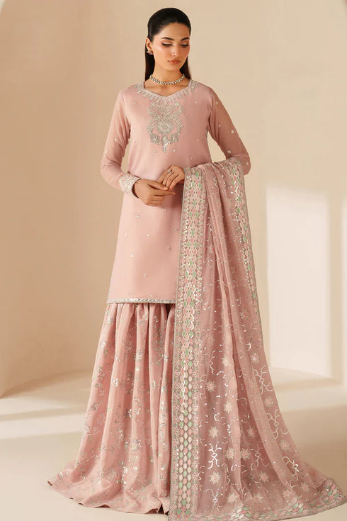Farasha Embroidered Chiffon Suit Serene Petal