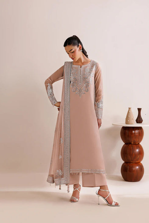Farasha Embroidered Chiffon Suit Warm Lume