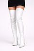 Women's White Thigh High Over The Knee Stiletto Boots Zip BS-12051