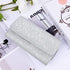 Women’s Silver Sequin Clutch Bag with Detachable Chain – Bridal Wedding, Prom and Evening Handbag