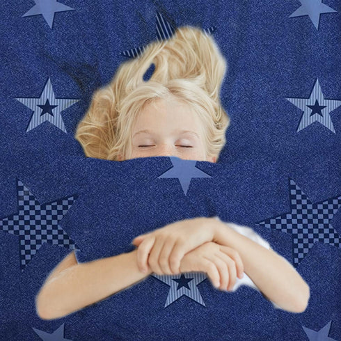 100% Cotton Kids Children's Bedding Set Reversible Duvet Cover with Pillowcase-Star Blue