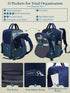 Blue Ryanair Cabin Bag 40x30x20 cm, Underseat Travel Backpack with Laptop Compartment, Wet Pocket and Bottle Holders