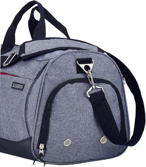 Gray 35L Gym Bag with Shoes Compartment and Wet Pocket